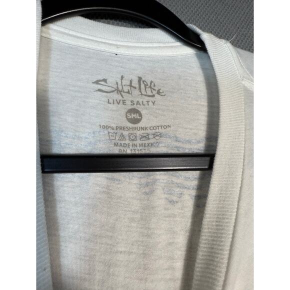 Salt Life Long Sleeve Tee White Red Graphic Pocket Shirt | Size Small - Picture 4 of 4
